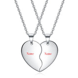 Customizable Titanium Steel Half Heart Pendants Necklace Set
