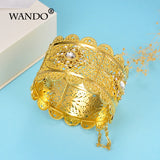 Relievo Flower Wide Cuff Bangle Open Bracelet For Women