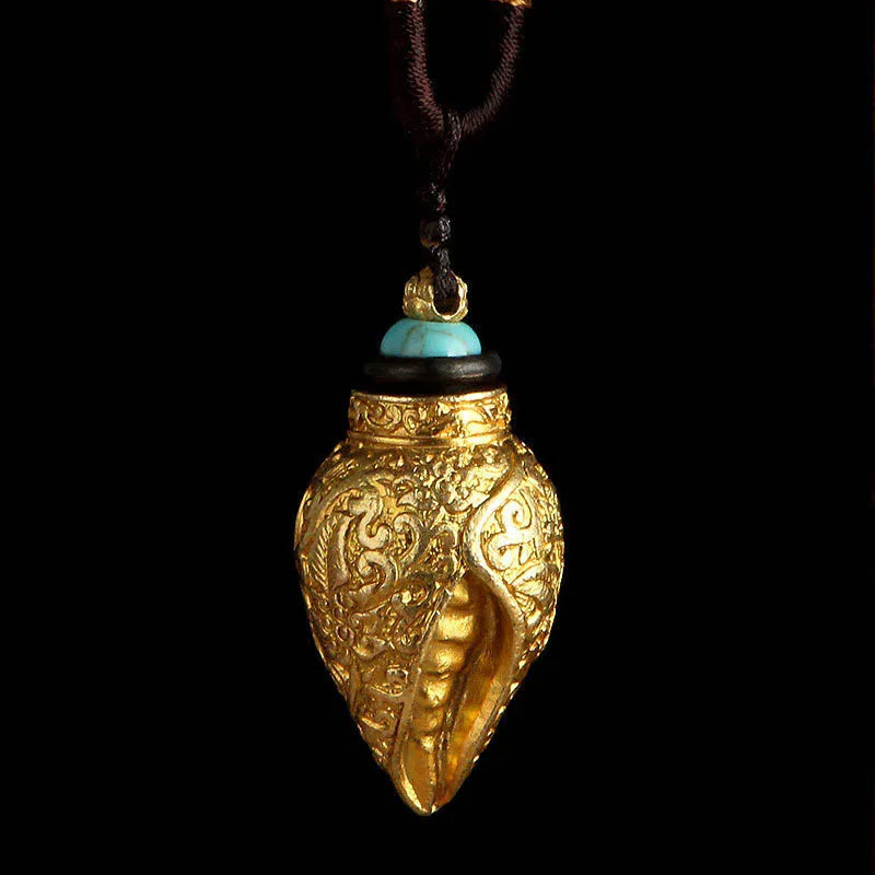 High Pure Copper Tibet Spiritual Ga uri Box Conch Pendant Necklace
