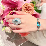 Ruo Xing River Crystal Butterfly Brooch & CZ Crab Ring Set