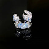 Ruo Xing River Crystal Butterfly Brooch & CZ Crab Ring Set