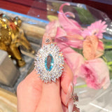 Ruo Xing River Crystal Butterfly Brooch & CZ Crab Ring Set