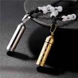 Titanium Steel Storage Bottles Buddhism Necklace Cylinder Tube Ashes Urn