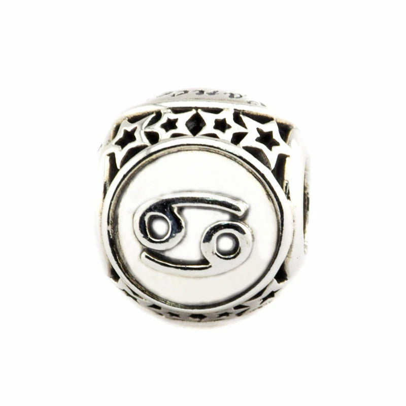 Cancer Star Sign Charm Bead Silver 925 Jewelry