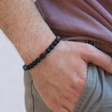 Personalized Cancer Bracelet for Men, Gemstone Beaded Bracelet