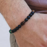 Personalized Cancer Bracelet for Men, Gemstone Beaded Bracelet
