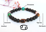 Personalized Cancer Bracelet for Men, Gemstone Beaded Bracelet