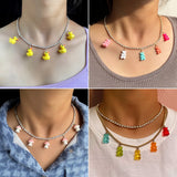 Crystal Tennis Chain Necklaces For Women, Mushroom Charm Rhinestone Jewelry