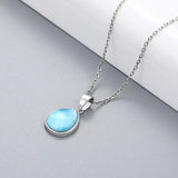 925 Sterling Silver Larimar Pendant Necklace Classic Gift