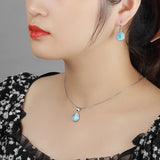 925 Sterling Silver Larimar Pendant Necklace Classic Gift