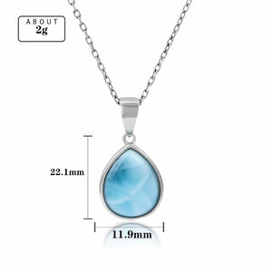 925 Sterling Silver Larimar Pendant Necklace Classic Gift