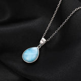 925 Sterling Silver Larimar Pendant Necklace Classic Gift