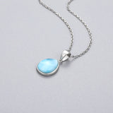925 Sterling Silver Larimar Pendant Necklace Classic Gift