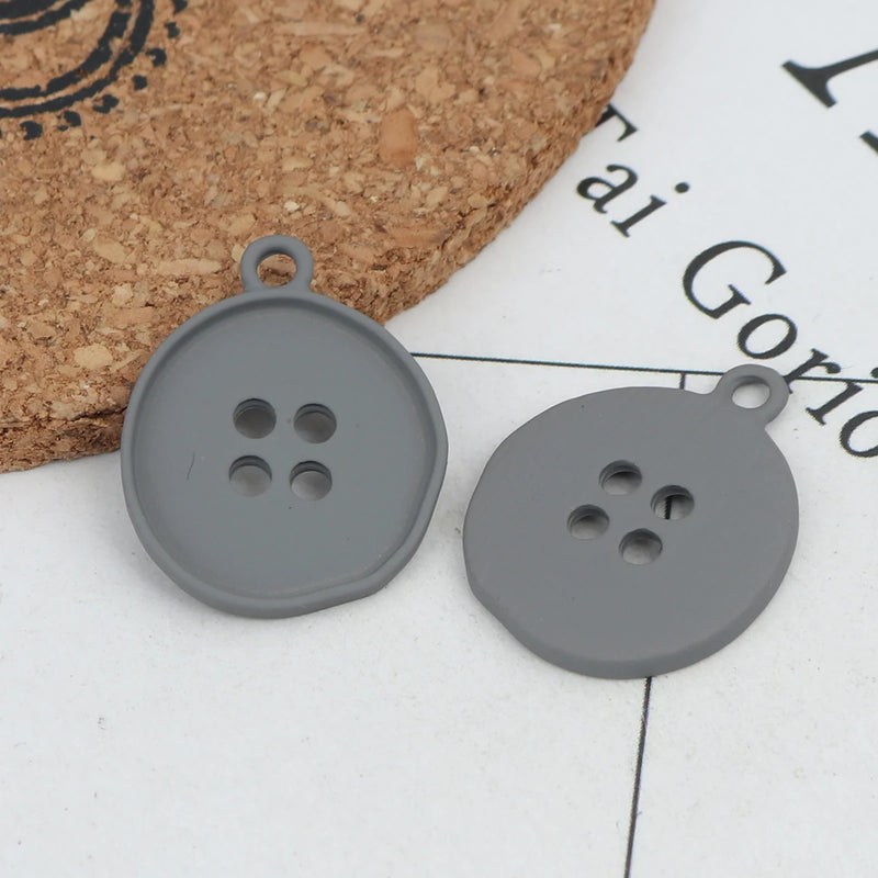 Candy Button Round Charms Zinc Alloy 24mm x 19mm 10 PCs