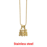 Candy Bear Zircon Choker Necklace Stainless Steel Ball Chain Party Jewelry