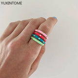 Candy Enamel Open Rings Women Punk Hip Hop Adjustable Finger Ring