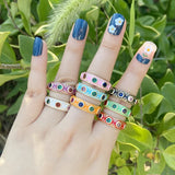 Candy Enamel Open Rings Women Punk Hip Hop Adjustable Finger Ring