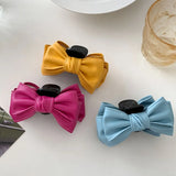 Candy Leather Bow Hairpin Girl Pink Hair Claws Charm Y2K