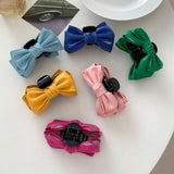 Candy Leather Bow Hairpin Girl Pink Hair Claws Charm Y2K