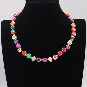Resin Fruit Beads Necklace For Women Soft Clay Choker