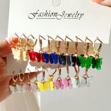 Rainbow Candy Bear Hoop Earrings Y2K Jewelry