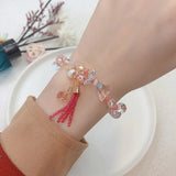 Candy Flash Crystal Bracelet with Tassel Pendant for Women