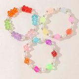 Resin Bear Dice Little Flowers Bracelet Set for Girls