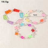 Resin Bear Dice Little Flowers Bracelet Set for Girls