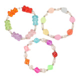 Resin Bear Dice Little Flowers Bracelet Set for Girls