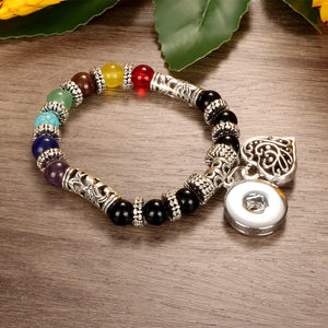 Colorful Planet Bead Stretch Bracelet 18mm Snap Button Resin Bangle