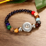 Colorful Planet Bead Stretch Bracelet 18mm Snap Button Resin Bangle