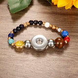 Colorful Planet Bead Stretch Bracelet 18mm Snap Button Resin Bangle