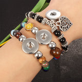 Colorful Planet Bead Stretch Bracelet 18mm Snap Button Resin Bangle