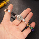 Colorful Planet Bead Stretch Bracelet 18mm Snap Button Resin Bangle