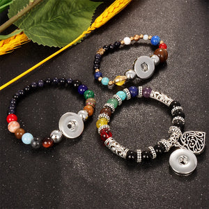 Colorful Planet Bead Stretch Bracelet 18mm Snap Button Resin Bangle