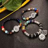 Colorful Planet Bead Stretch Bracelet 18mm Snap Button Resin Bangle
