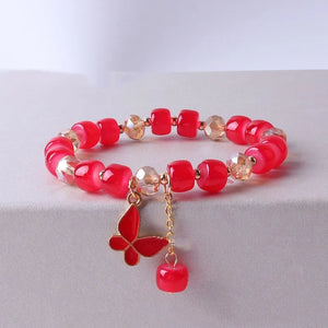 Candy Gum Butterfly Crystals Women Bracelet Chains Daisy Beads Charm Y2k Jewelry