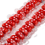Polka Dot Striped Print Lampwork Glass Beads Strand