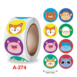 Animal Candy Sticker 2.5cm 500pcs Round Shape Reward Toys Label