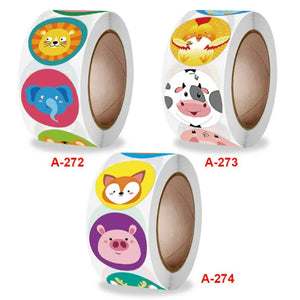 Animal Candy Sticker 2.5cm 500pcs Round Shape Reward Toys Label