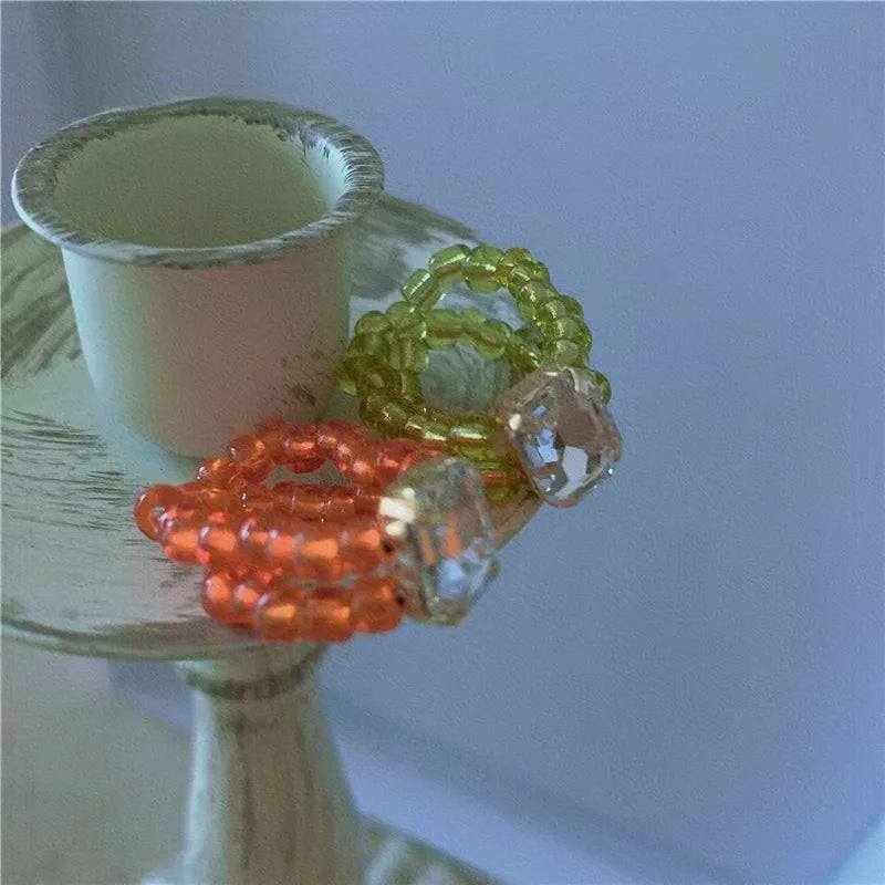 Elastic Crystal Adjustable Zircon Ring