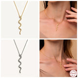 925 Silver Choker Necklace Punk Snake Stackable Chain Necklaces