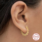 925 Silver Hoop Earrings Geometric Huggie Earrings For Women