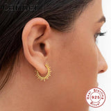 925 Silver Hoop Earrings Geometric Huggie Earrings For Women