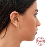 925 Silver Hoop Earrings Geometric Huggie Earrings For Women