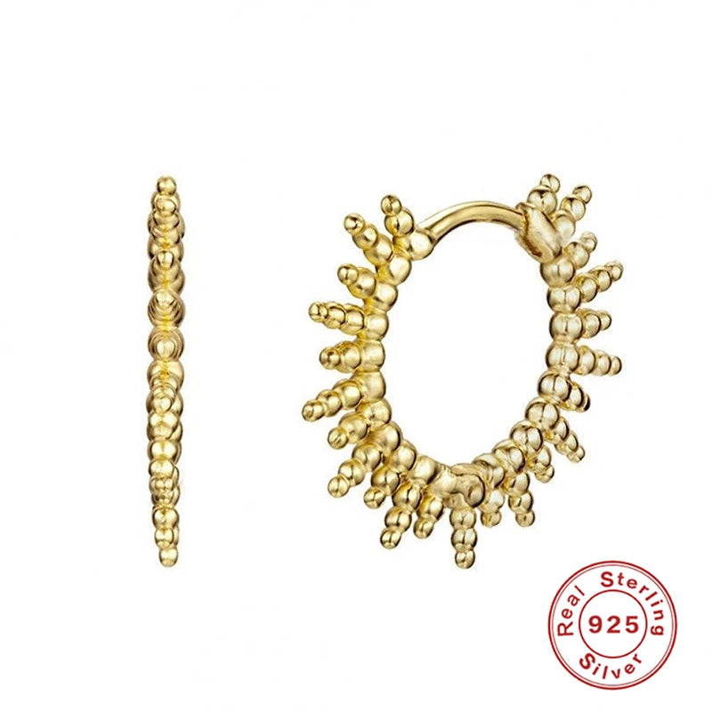 925 Silver Hoop Earrings Geometric Huggie Earrings For Women