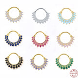Colorful Zircon Hoop Earrings 925 Sterling Silver Women's Cartilage Jewelry