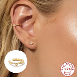 925 Silver Earcuff Bohemia Rainbow Zircon Clip On Earrings