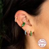 925 Silver Earcuff Bohemia Rainbow Zircon Clip On Earrings
