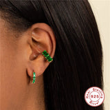 925 Silver Earcuff Bohemia Rainbow Zircon Clip On Earrings